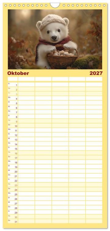 Produktbild: Familienplaner 2027 - Kleiner Eisb&auml;r und die gro&szlig;e Welt mit 5 Spalten (Wandkalender, 21 x 45 cm) CALVENDO