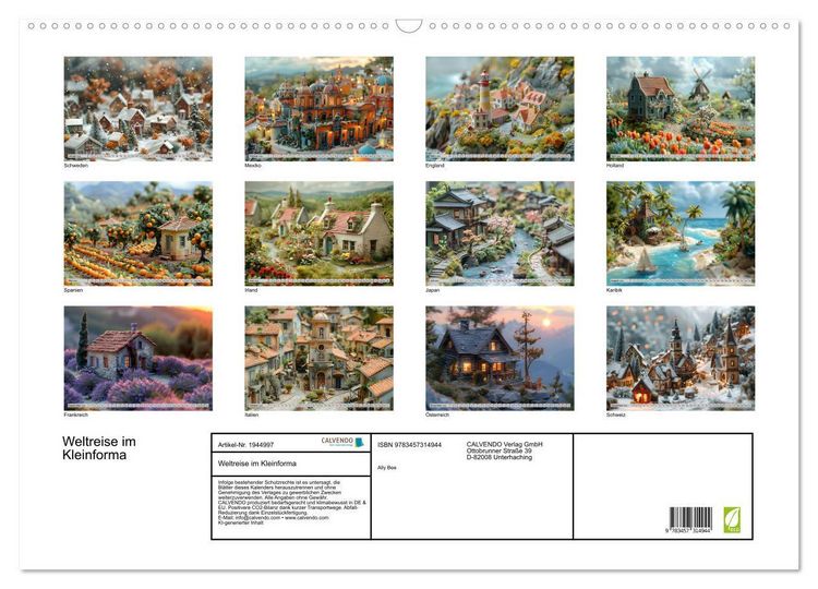 Produktbild: Weltreise im Kleinforma (Wandkalender 2026 DIN A2 quer), CALVENDO Monatskalender