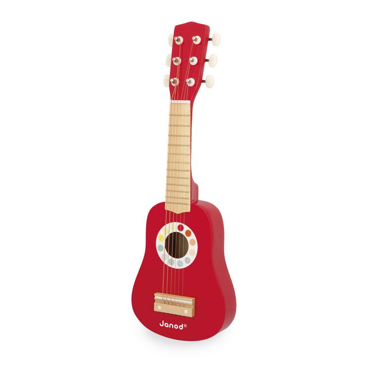 Produktbild: Kindergitarre aus Holz mit 6 Metallsaiten im Konfetti-Design
