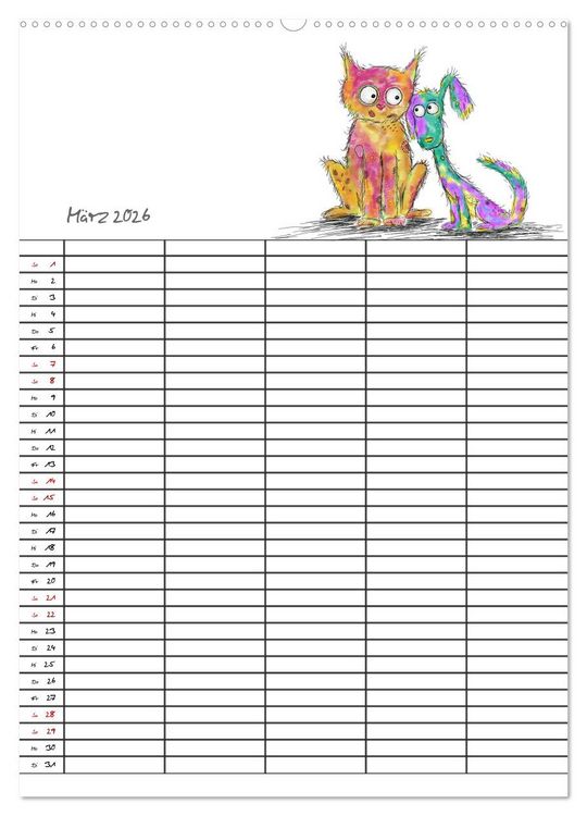 Produktbild: Bunte Freunde (hochwertiger Premium Wandkalender 2026 DIN A2 hoch), Kunstdruck in Hochglanz