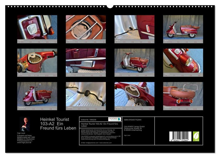 Produktbild: Heinkel Tourist 103-A2 Ein Freund f&uuml;rs Leben (hochwertiger Premium Wandkalender 2026 DIN A2 quer), Kunstdruck in Hochglanz