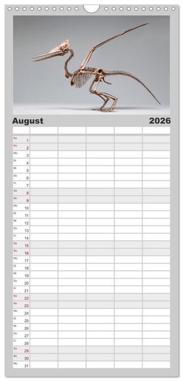 Produktbild: Familienplaner 2026 - Knochen der Giganten - Dinosaurier im Portr&auml;t mit 5 Spalten (Wandkalender, 21 x 45 cm) CALVENDO