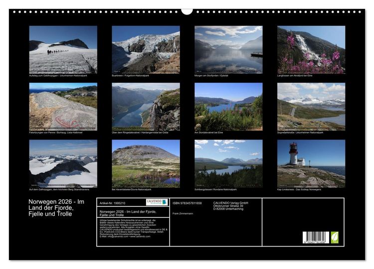Produktbild: Norwegen 2026 - Im Land der Fjorde, Fjelle und Trolle (Wandkalender 2026 DIN A2 quer), CALVENDO Monatskalender