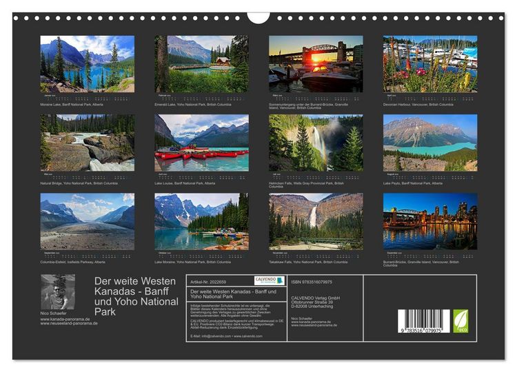 Produktbild: Der weite Westen Kanadas - Banff und Yoho National Park (Wandkalender 2026 DIN A3 quer), CALVENDO Monatskalender