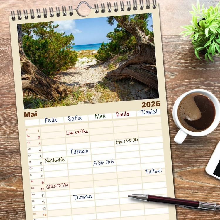 Produktbild: Familienplaner 2026 - Sardinien Insel mit Meerblick mit 5 Spalten (Wandkalender, 21 x 45 cm) CALVENDO