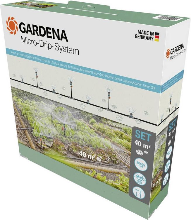 Produktbild: GARDENA Micro-Drip System 13450-20 Bew&auml;sserungs-Komplettset 13 mm (1/2") &Oslash; Gem&uuml;se-/Blumenbeet (40 m&sup2;)
