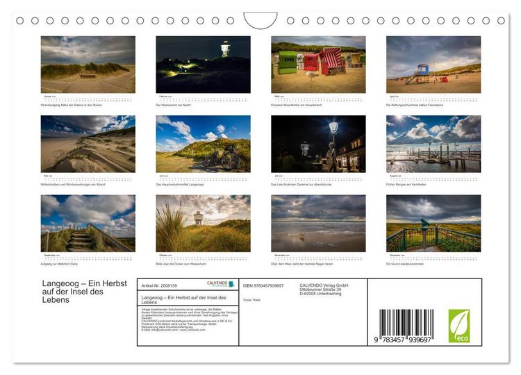 Produktbild: Langeoog &ndash; Ein Herbst auf der Insel des Lebens (Wandkalender 2026 DIN A4 quer), CALVENDO Monatskalender