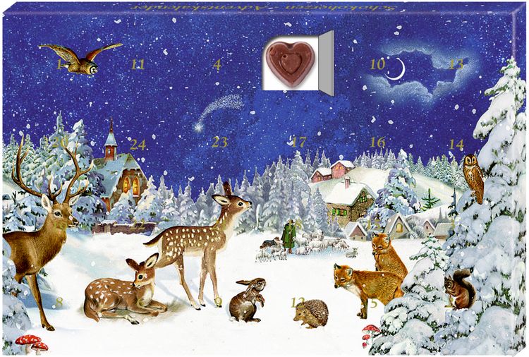 Produktbild: Adventskalender-Schokolade &ndash; 24 S&uuml;&szlig;e Herzmomente im Advent