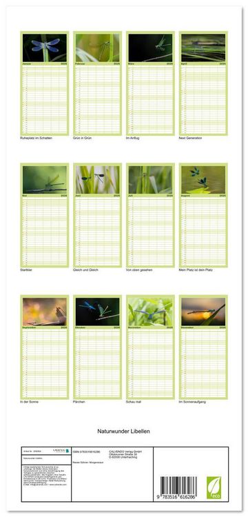 Produktbild: Familienplaner 2026 - Naturwunder Libellen mit 5 Spalten (Wandkalender, 21 x 45 cm) CALVENDO
