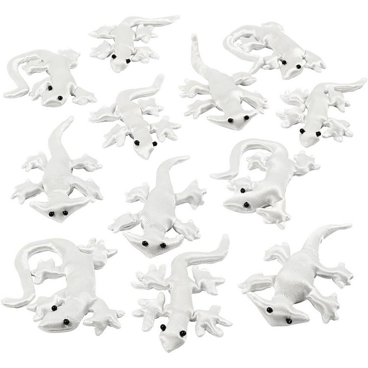 Produktbild: Creativ Company Echsen, Gr&ouml;&szlig;e 10-14 cm, Wei&szlig;, 12 Stk