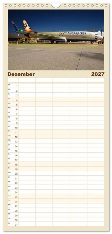 Produktbild: Familienplaner 2027 - Flugzeuge auf Europas Flugh&auml;fen mit 5 Spalten (Wandkalender, 21 x 45 cm) CALVENDO