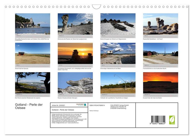 Produktbild: Gotland - Perle der Ostsee (Wandkalender 2026 DIN A3 quer), CALVENDO Monatskalender