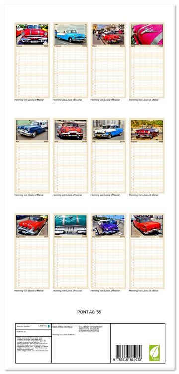 Produktbild: Familienplaner 2026 - PONTIAC '55 mit 5 Spalten (Wandkalender, 21 x 45 cm) CALVENDO