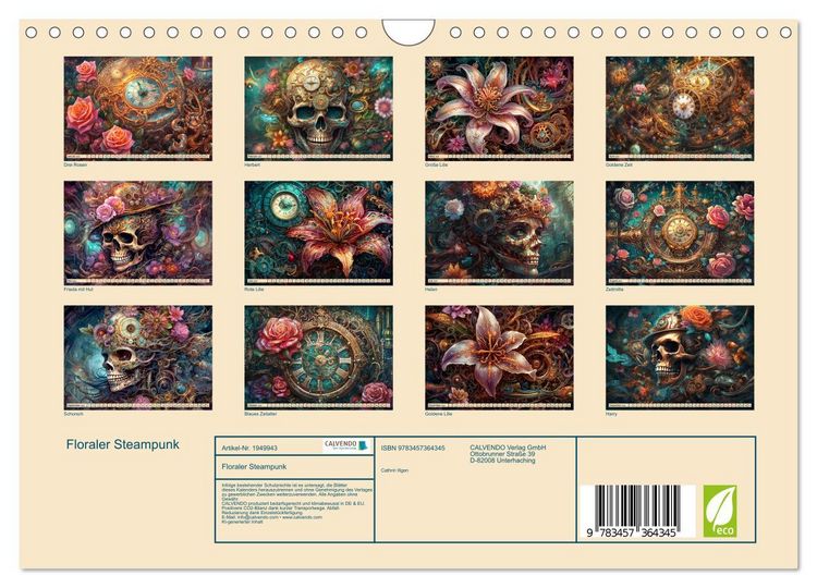 Produktbild: Floraler Steampunk (Wandkalender 2026 DIN A4 quer), CALVENDO Monatskalender