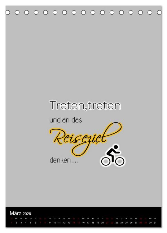 Produktbild: Markante, freche Spr&uuml;che rund ums Radfahren (Tischkalender 2026 DIN A5 hoch), CALVENDO Monatskalender