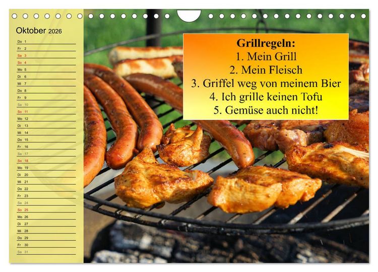 Produktbild: Auftragsgriller f&uuml;r effektive Fettverbrennung! Denn Grillsaison ist immer! (Wandkalender 2026 DIN A4 quer), CALVENDO Monatskalender