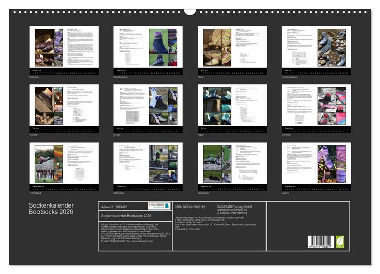 Produktbild: Sockenkalender Bootsocks 2026 (Wandkalender 2026 DIN A2 quer), CALVENDO Monatskalender