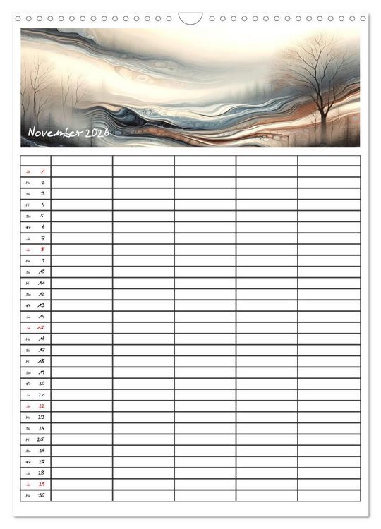 Produktbild: Pouring Art Familienplaner - Durch das Jahr mit KI-kreierter Pouring Kunst (Wandkalender 2026 DIN A3 hoch), CALVENDO Monatskalender