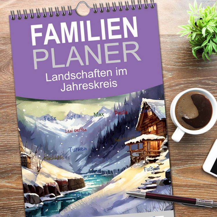 Produktbild: Familienplaner 2026 - Landschaften im Jahreskreis mit 5 Spalten (Wandkalender, 21 x 45 cm) CALVENDO