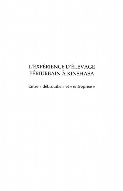 Produktbild: L'experience d'elevage periurbain A kinshasa - entre &quote;dA