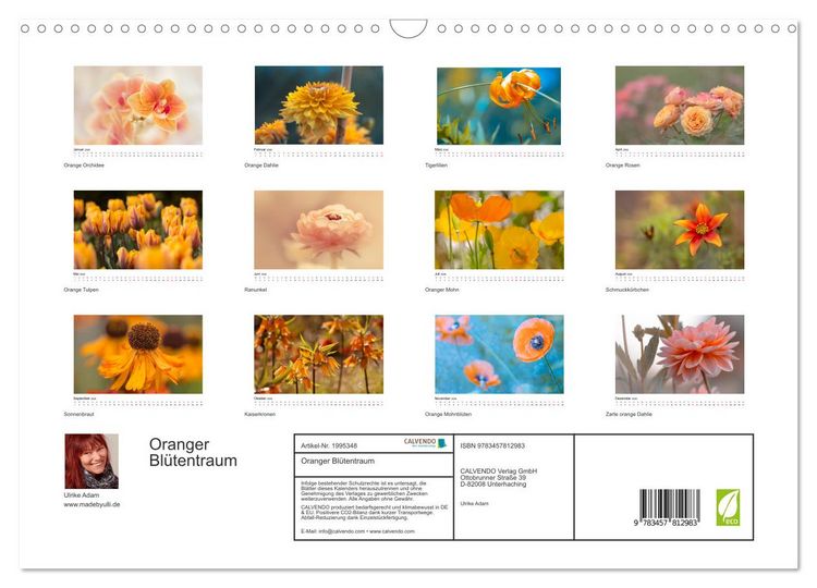 Produktbild: Oranger Bl&uuml;tentraum (Wandkalender 2026 DIN A3 quer), CALVENDO Monatskalender