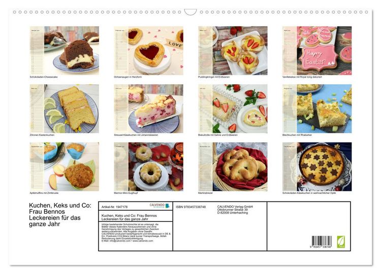 Produktbild: Kuchen, Keks und Co: Frau Bennos Leckereien f&uuml;r das ganze Jahr (Wandkalender 2026 DIN A2 quer), CALVENDO Monatskalender