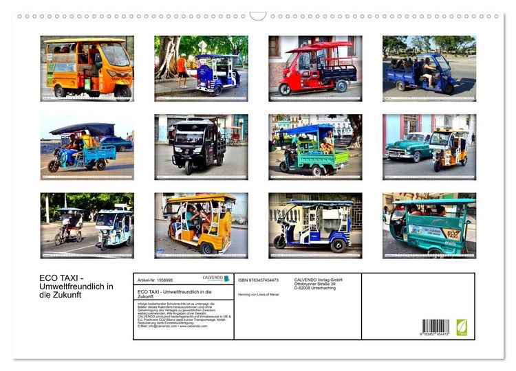 Produktbild: ECO TAXI - Umweltfreundlich in die Zukunft (Wandkalender 2026 DIN A2 quer), CALVENDO Monatskalender