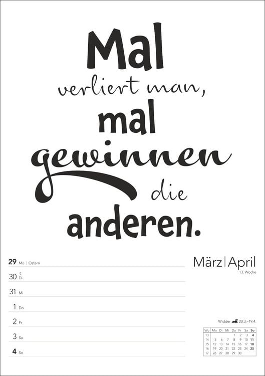 Produktbild: Typo-Spr&uuml;che-Kalender s/w Wochenplaner 2027 - mit 53 witzigen Spr&uuml;chen