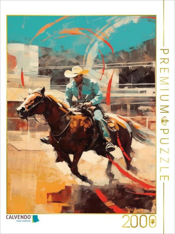 Produktbild: CALVENDO Puzzle Rodeo-Rebellen: Der Cowboy im Sturm | 2000 Teile Lege-Gr&ouml;&szlig;e 90x67cm Foto-Puzzle f&uuml;r gl&uuml;ckliche Stunden