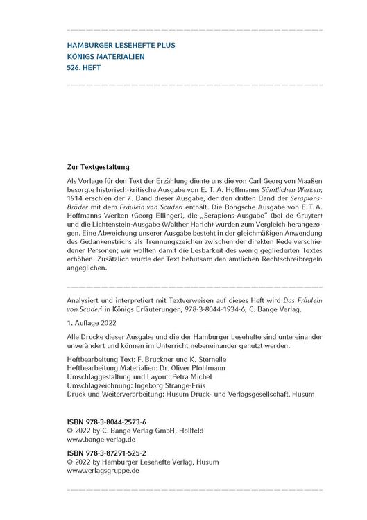 Produktbild: Das Fr&auml;ulein von Scuderi von E. T. A. Hoffmann (Textausgabe)