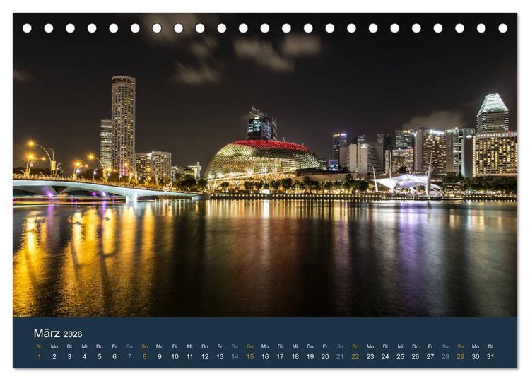 Produktbild: Singapur bei Nacht und Tag (Tischkalender 2026 DIN A5 quer), CALVENDO Monatskalender