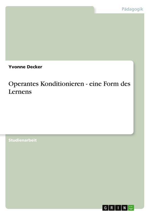 Produktbild: Operantes Konditionieren - eine Form des Lernens