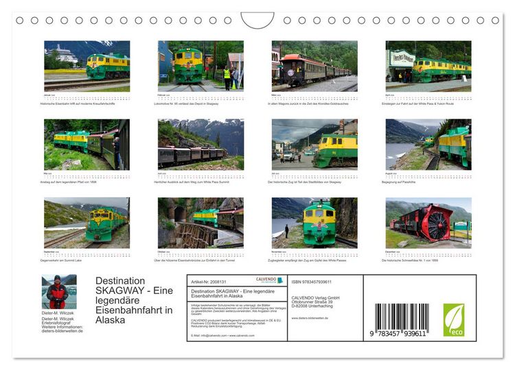 Produktbild: Destination SKAGWAY - Eine legend&auml;re Eisenbahnfahrt in Alaska (Wandkalender 2026 DIN A4 quer), CALVENDO Monatskalender