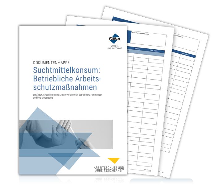 Produktbild: Dokumentenmappe Suchtmittelkonsum: Betriebliche Arbeitsschutzma&szlig;nahmen
