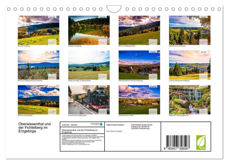 Produktbild: Oberwiesenthal und der Fichtelberg im Erzgebirge (Wandkalender 2026 DIN A4 quer), CALVENDO Monatskalender