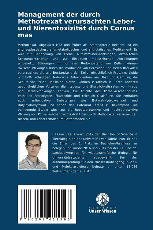 Produktbild: Management der durch Methotrexat verursachten Leber- und Nierentoxizit&auml;t durch Cornus mas