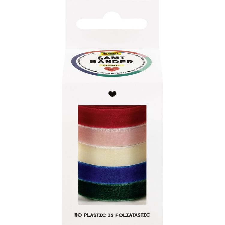 Produktbild: folia Samtb&auml;nder Classic 5 Farben 10mmx2m 5 St&uuml;ck