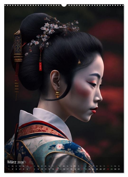 Produktbild: Wundersch&ouml;ne Portraits Japanischer Geishas (Wandkalender 2026 DIN A2 hoch), CALVENDO Monatskalender