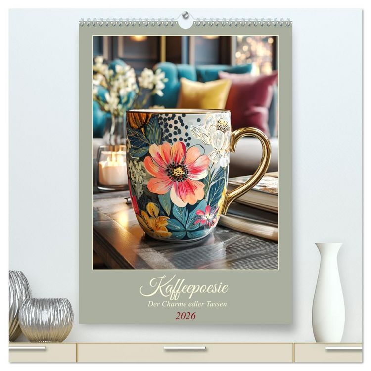 Produktbild: Kaffeepoesie. Der Charme edler Tassen (hochwertiger Premium Wandkalender 2026 DIN A2 hoch), Kunstdruck in Hochglanz
