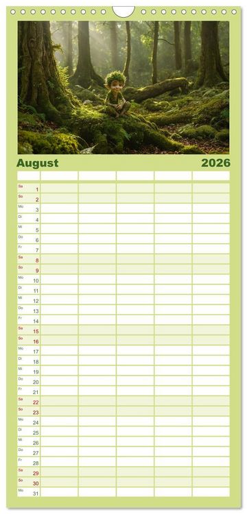 Produktbild: Familienplaner 2026 - Keltische Legenden - Die kleinen Wesen der Natur mit 5 Spalten (Wandkalender, 21 x 45 cm) CALVENDO