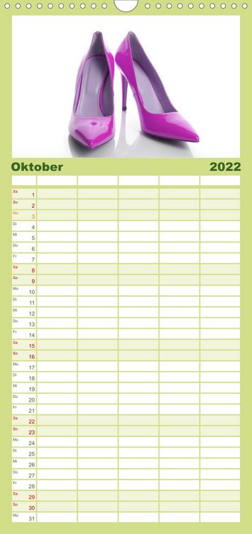 Produktbild: Familienplaner Farbenfrohe High Heels (Wandkalender 2022 , 21 cm x 45 cm, hoch)