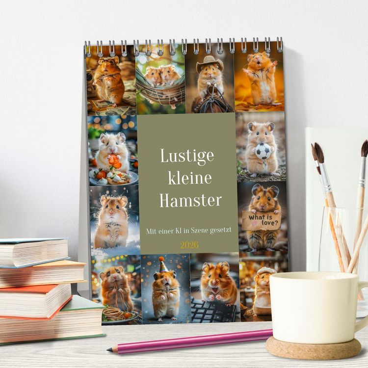 Produktbild: Lustige kleine Hamster (Tischkalender 2026 DIN A5 hoch), CALVENDO Monatskalender