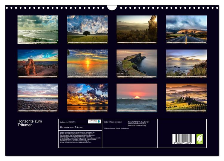 Produktbild: Horizonte zum Tr&auml;umen (Wandkalender 2026 DIN A3 quer), CALVENDO Monatskalender