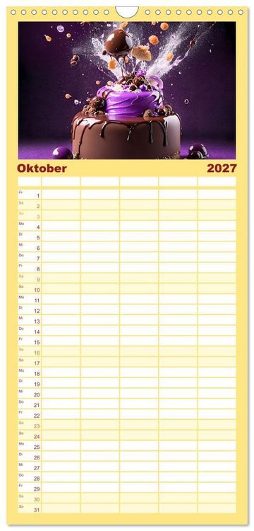 Produktbild: Familienplaner 2027 - Tortenschlacht - s&uuml;&szlig;e Versuchung mit 5 Spalten (Wandkalender, 21 x 45 cm) CALVENDO