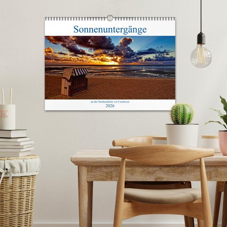 Produktbild: Sonnenunterg&auml;nge, an der Nordseek&uuml;ste vor Cuxhaven (Wandkalender 2026 DIN A3 quer), CALVENDO Monatskalender