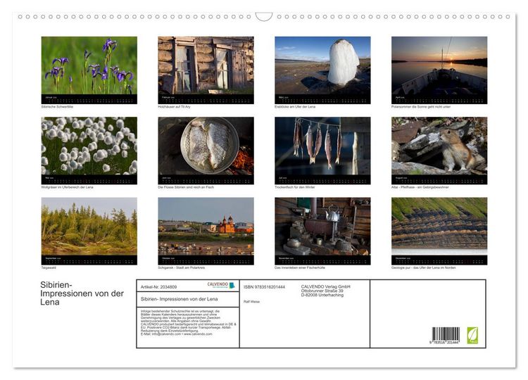 Produktbild: Sibirien- Impressionen von der Lena (Wandkalender 2026 DIN A2 quer), CALVENDO Monatskalender