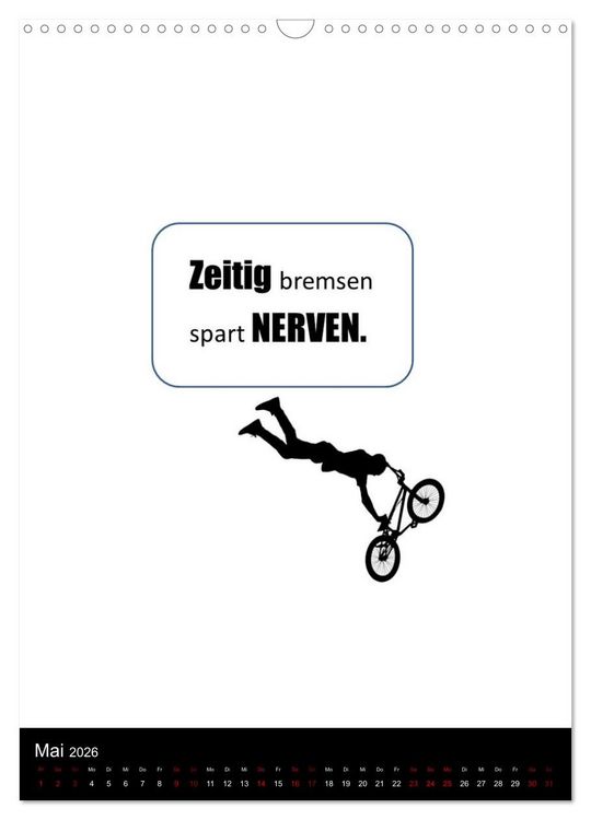 Produktbild: Markante, freche Spr&uuml;che rund ums Radfahren (Wandkalender 2026 DIN A3 hoch), CALVENDO Monatskalender