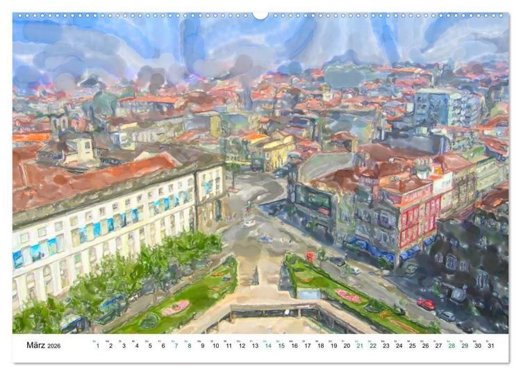 Produktbild: Porto - Ansichten in Aquarell (Wandkalender 2026 DIN A2 quer), CALVENDO Monatskalender