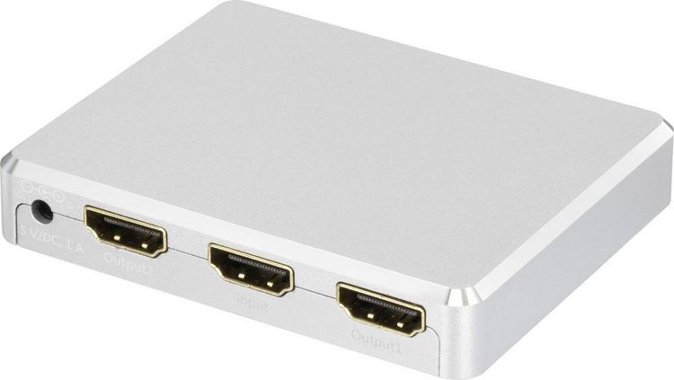 Produktbild: SpeaKa Professional 2 Port HDMI-Splitter mit Aluminiumgeh&auml;use, Ultra HD-f&auml;hig 3840 x 2160 Pixel