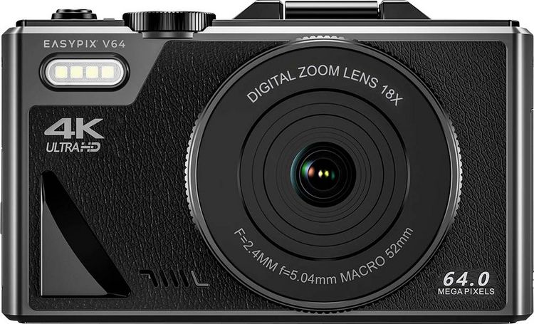 Produktbild: Easypix V64 Flip Digitalkamera 13 Megapixel Schwarz Integrierter Akku, WiFi, 4K-Video, Full HD Video